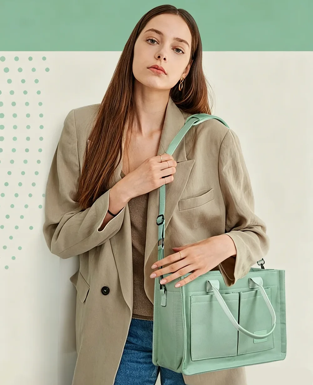 Alternative view of Canvas Tote Bags Crossbody Messenger for Work School