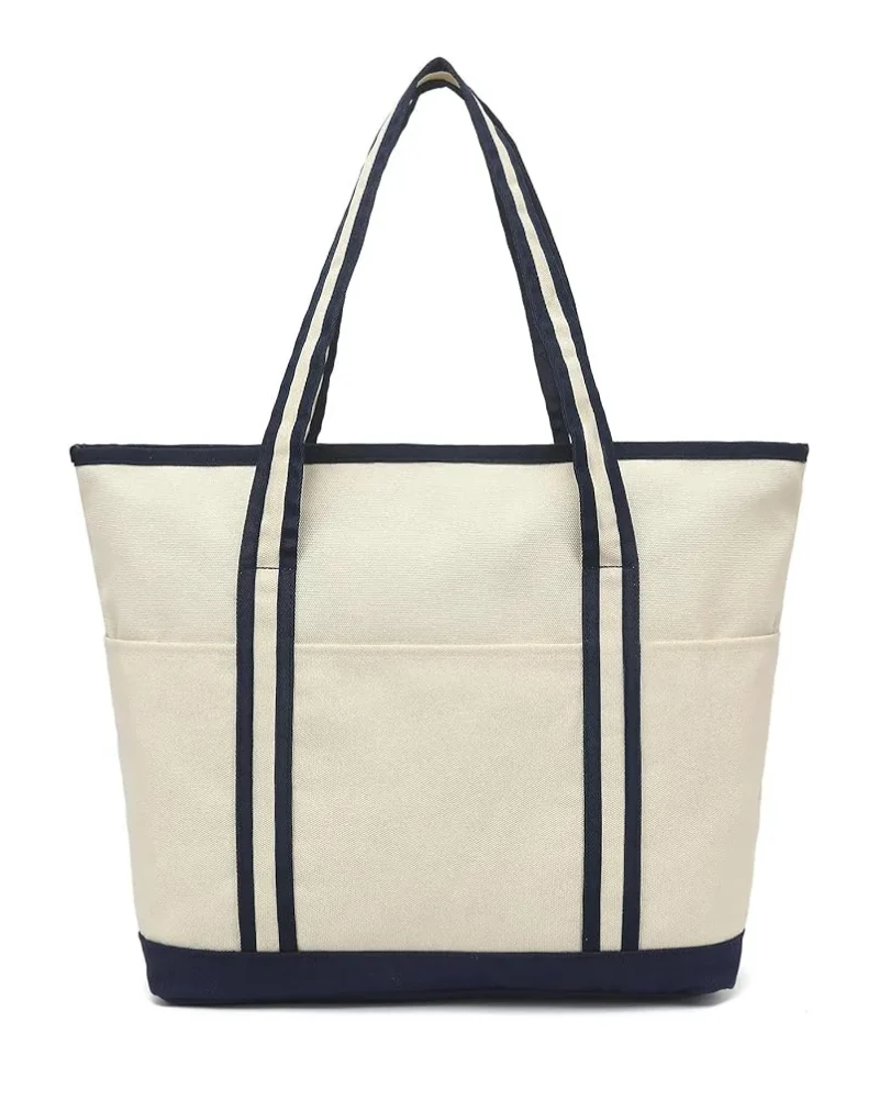 Reusable Cotton Large Utility Tote Bag with Zipper For Work