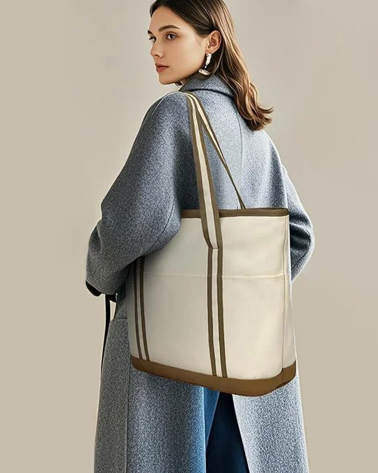 Alternative view of Reusable Cotton Large Utility Tote Bag with Zipper For Work