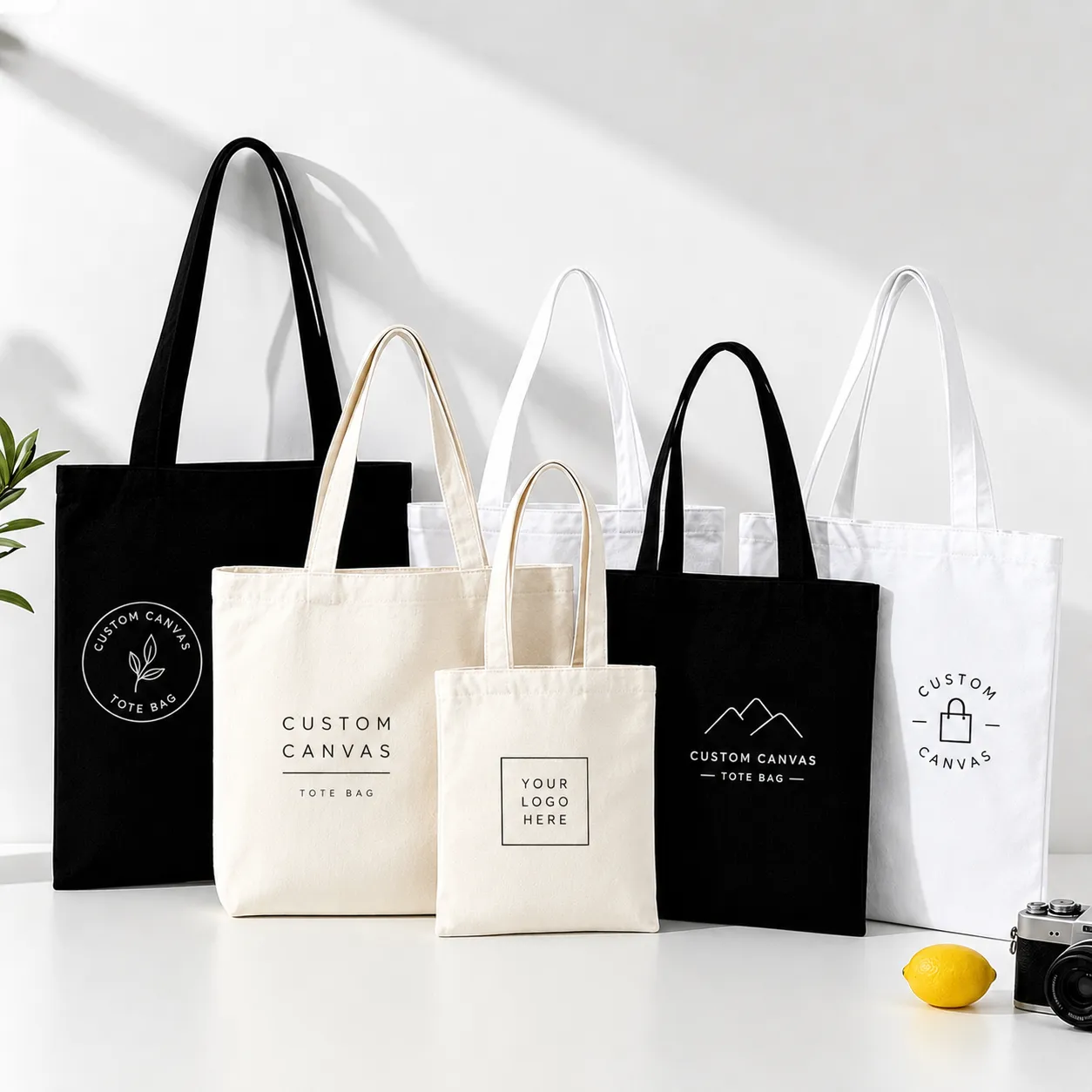 Basic Canvas Custom Tote Bags with Logo for Promotion Events