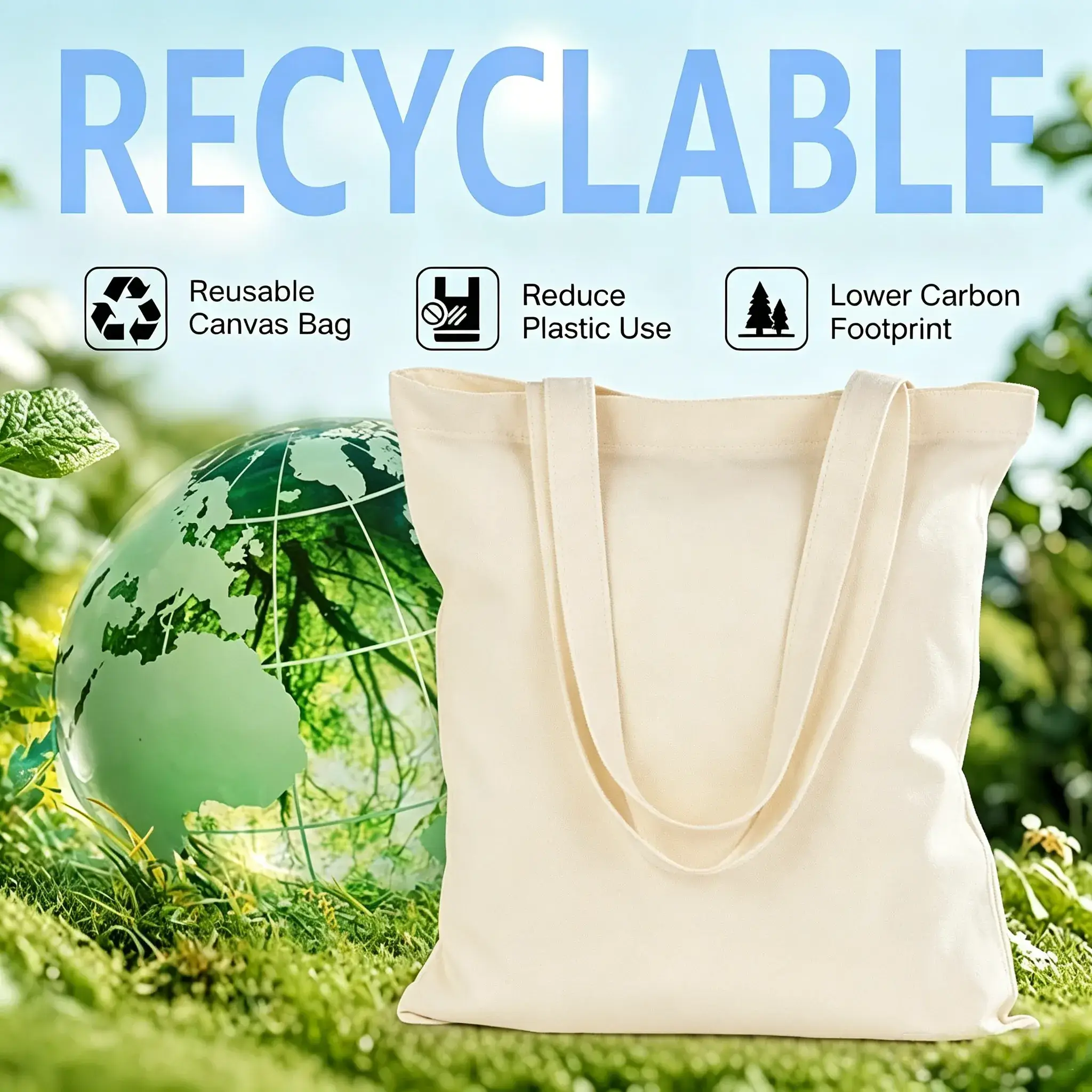 Basic Canvas Custom Tote Bags with Logo for Promotion Events
