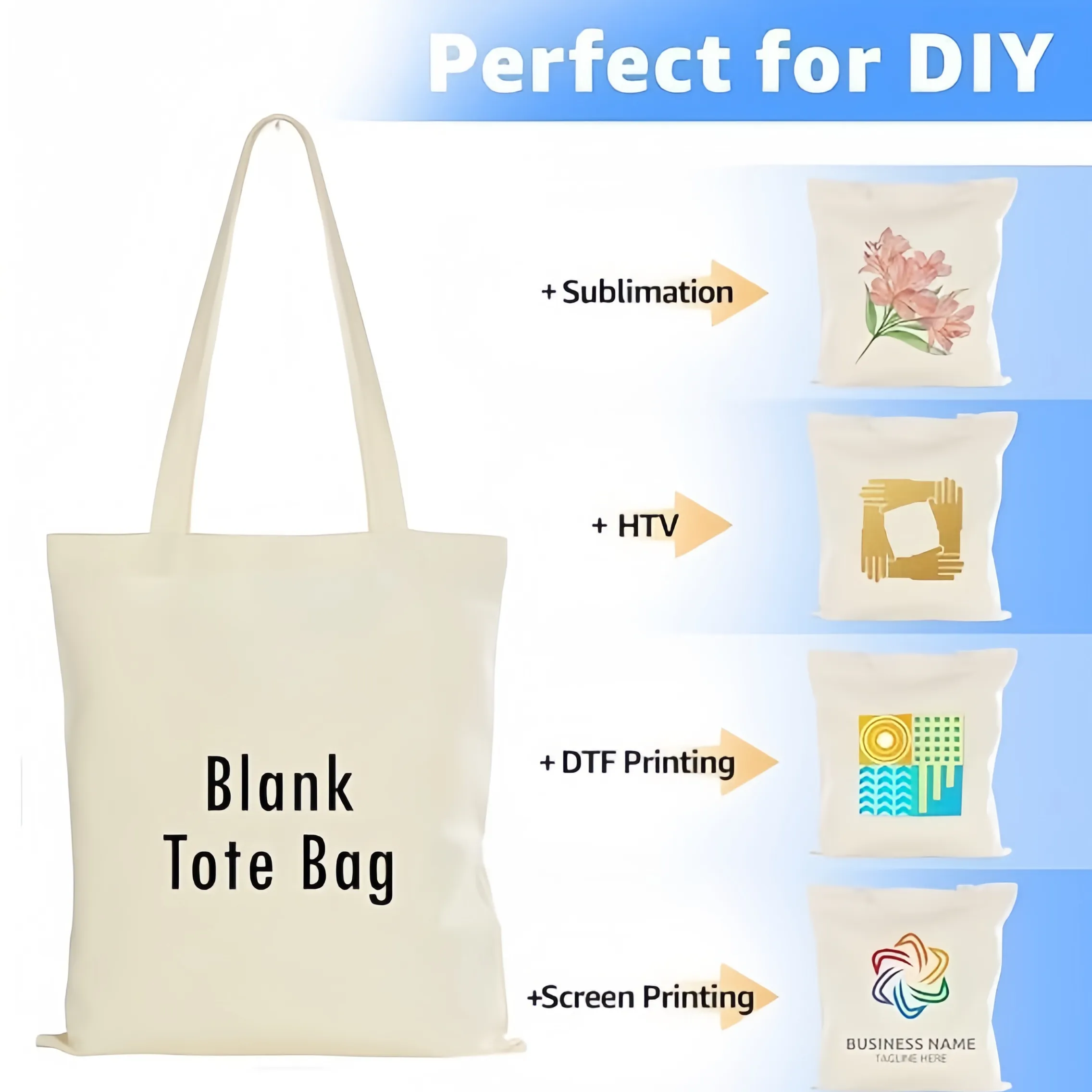 Basic Canvas Custom Tote Bags with Logo for Promotion Events - Image 2