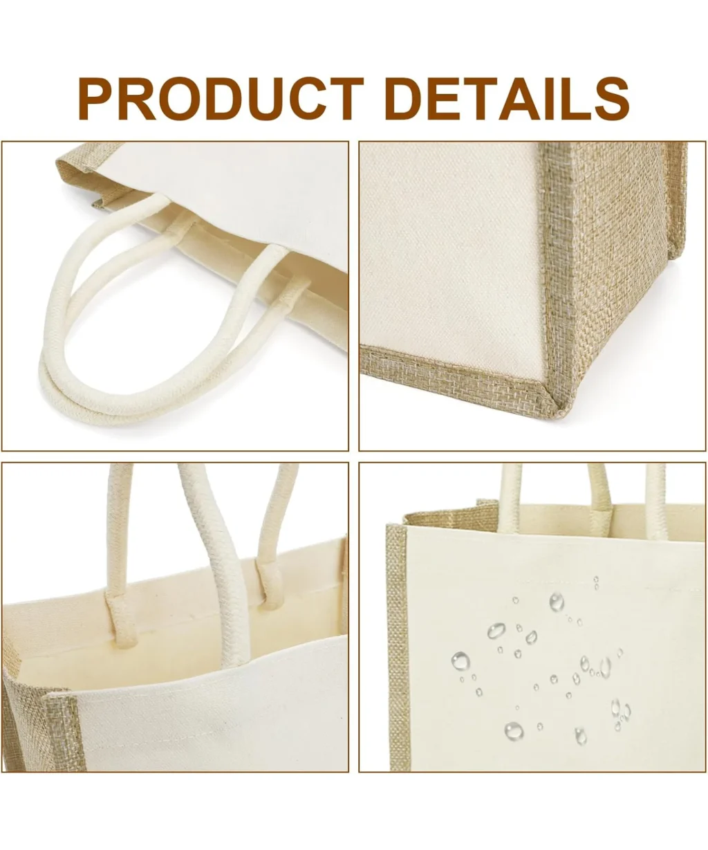 Wedding Gift Burlap Jute Tote Bag with Handle for Bridesmaid DIY - Image 5