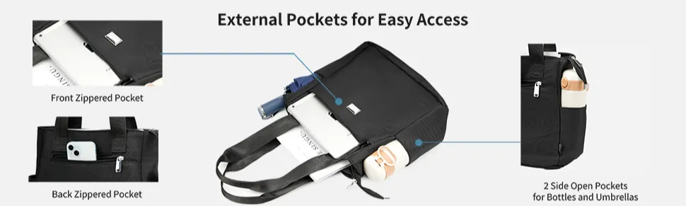 Large-Capacity Waterproof Oxford Fabric Work Tote with Zipper for Work Commute School