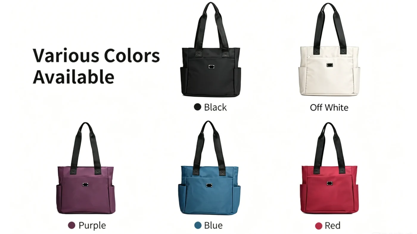 Large-Capacity Waterproof Oxford Fabric Work Tote with Zipper for Work Commute School