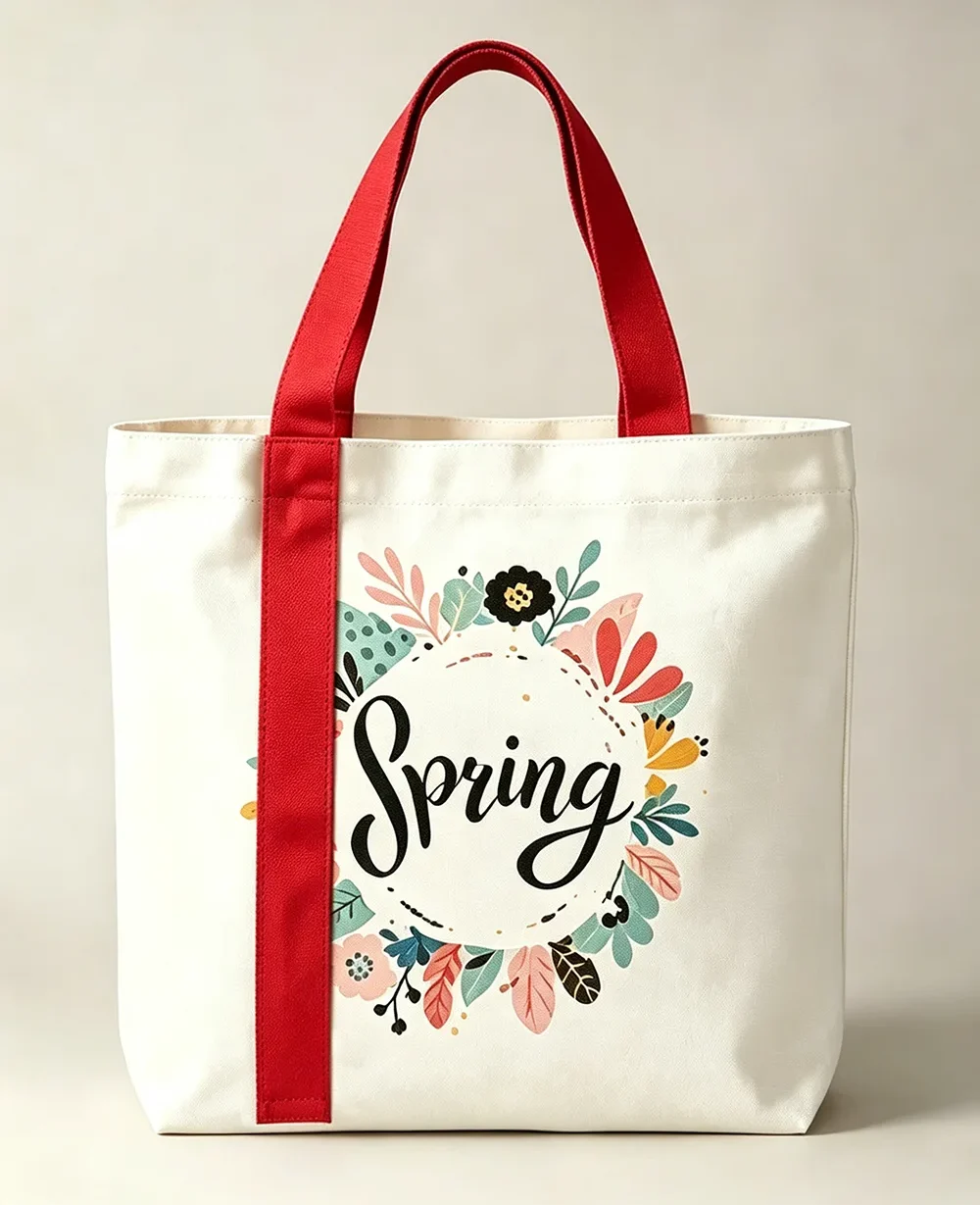 Personalized Canvas Tote Bags Bulk Colorful Handles Streamers