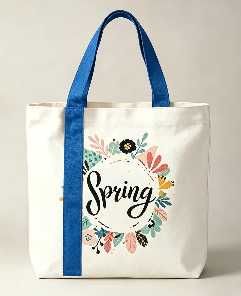 Alternative view of Personalized Canvas Tote Bags Bulk Colorful Handles Streamers