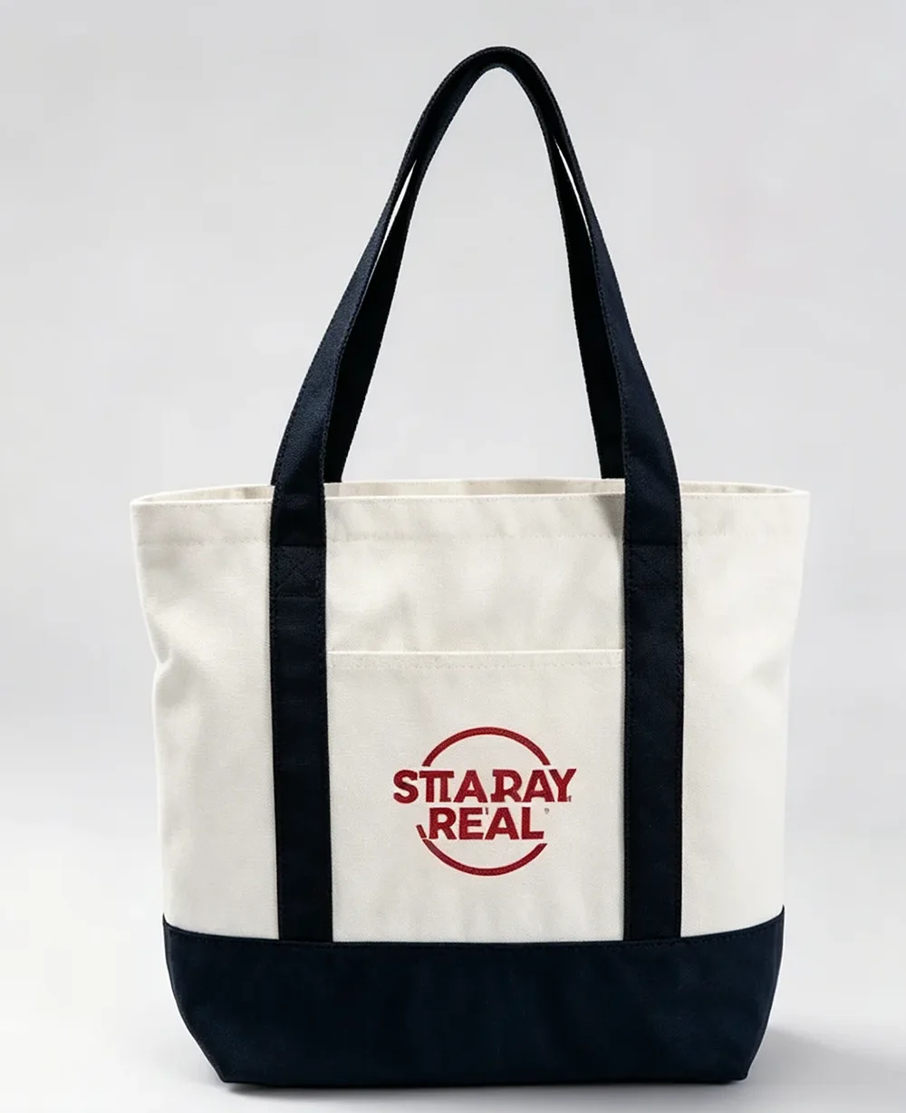 Two-Tone Spacious Cotton Tote Bag for Custom Printing 100PCS Bulk