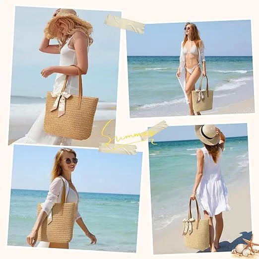 Straw Beach Bag for Summer Shoulder Handbags - Image 3