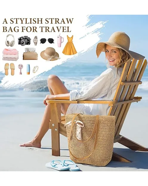 Straw Beach Bag for Summer Shoulder Handbags - Image 6