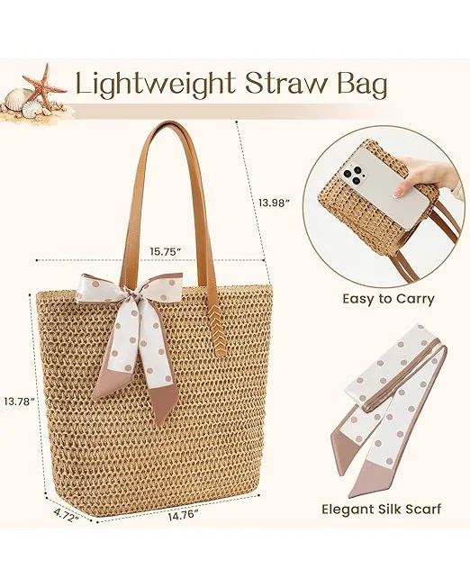 Straw Beach Bag for Summer Shoulder Handbags - Image 4
