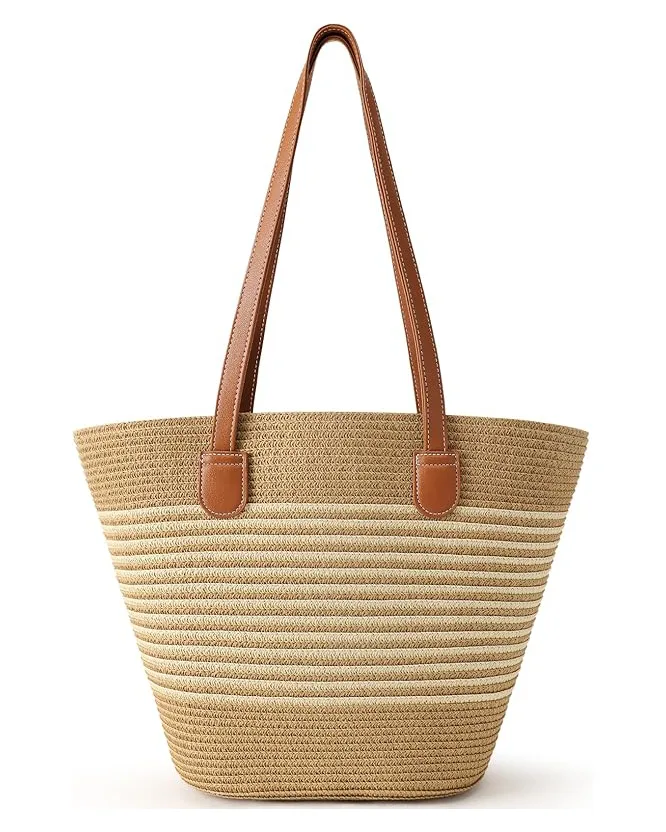 Large Summer Straw Beach Tote Bag for Women - Image 9