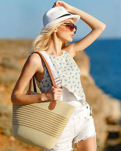 Alternative view of Large Summer Straw Beach Tote Bag for Women