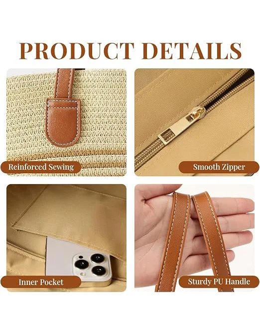 Large Summer Straw Beach Tote Bag for Women - Image 4