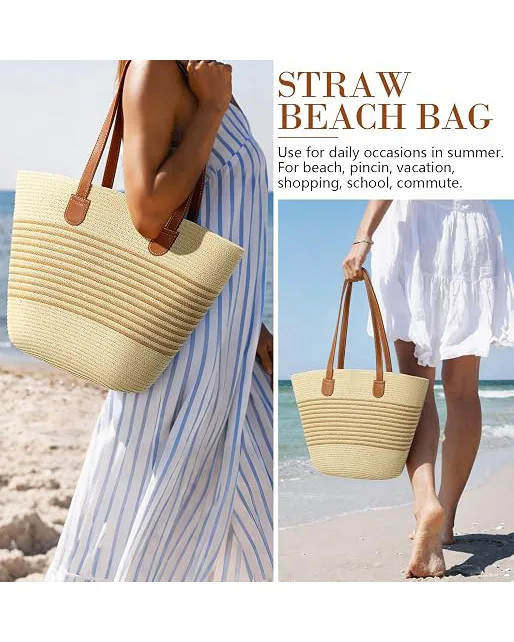 Large Summer Straw Beach Tote Bag for Women - Image 6