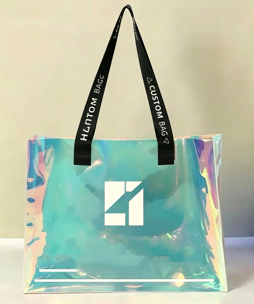 Waterproof Custom Holographic PVC Clear Tote Bag Gift Souvenir Bag show