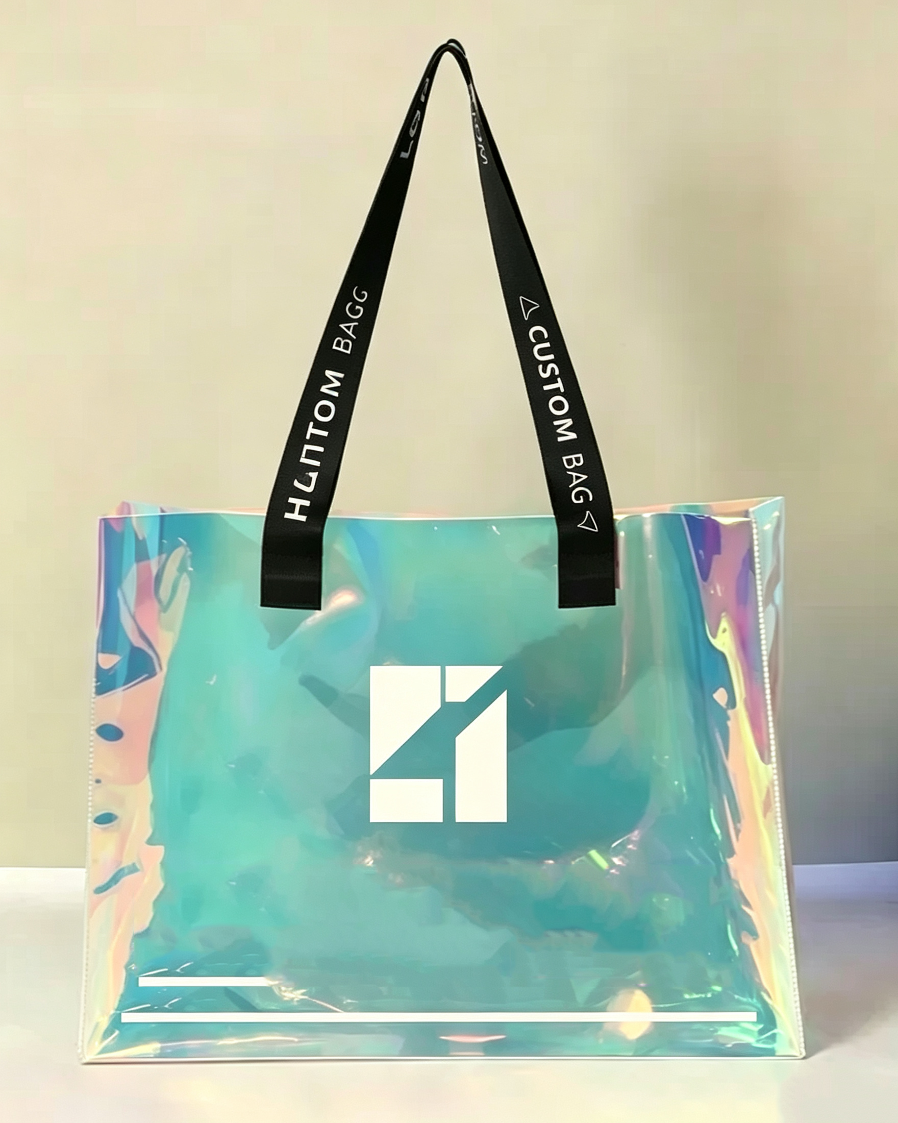 Waterproof Custom Holographic PVC Clear Tote Bag Gift Souvenir Bag show
