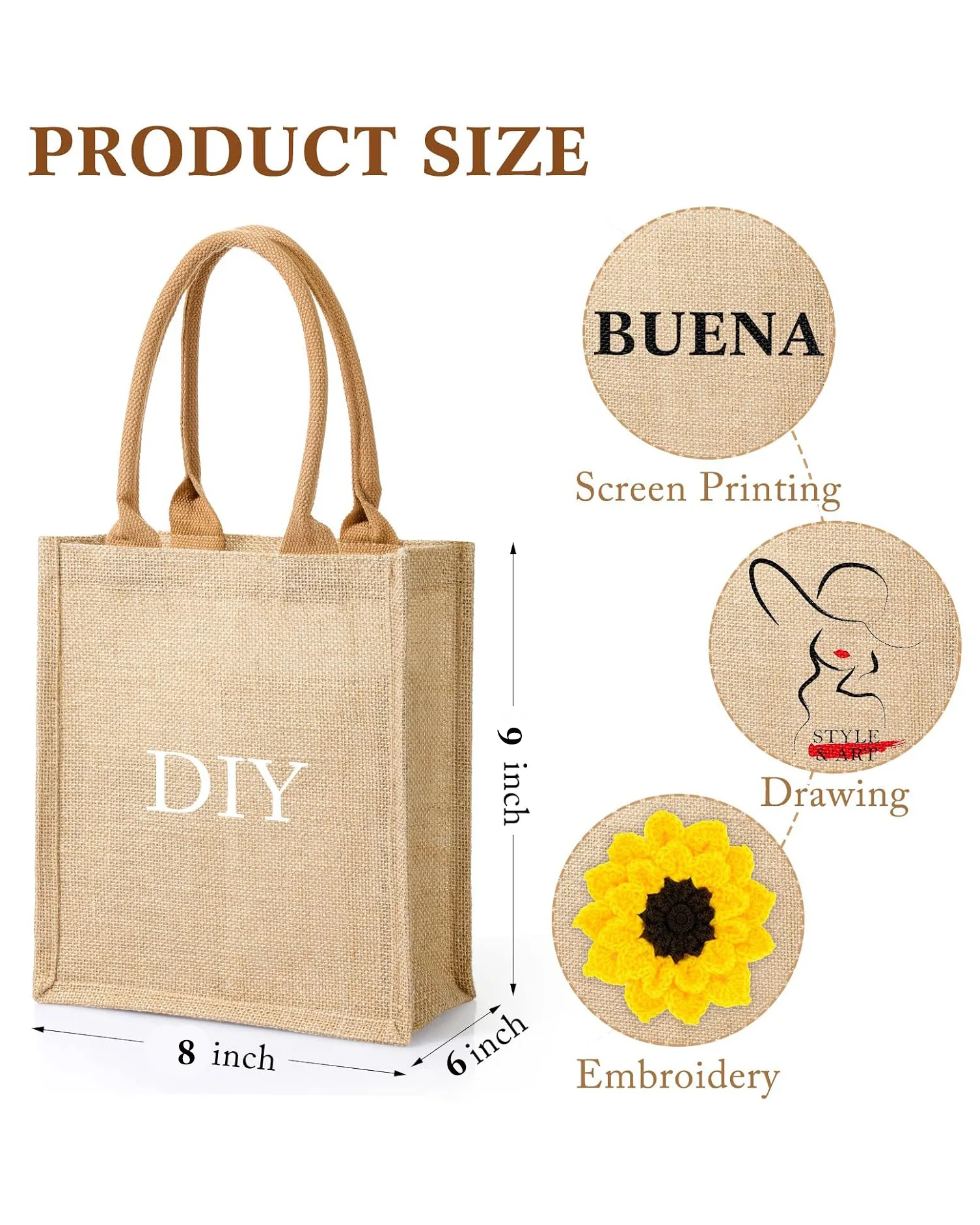 DIY Gift Small Burlap Jute Tote Wholesale With Handles - Image 5