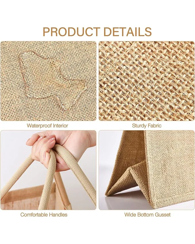 DIY Gift Small Burlap Jute Tote Wholesale With Handles - Image 3