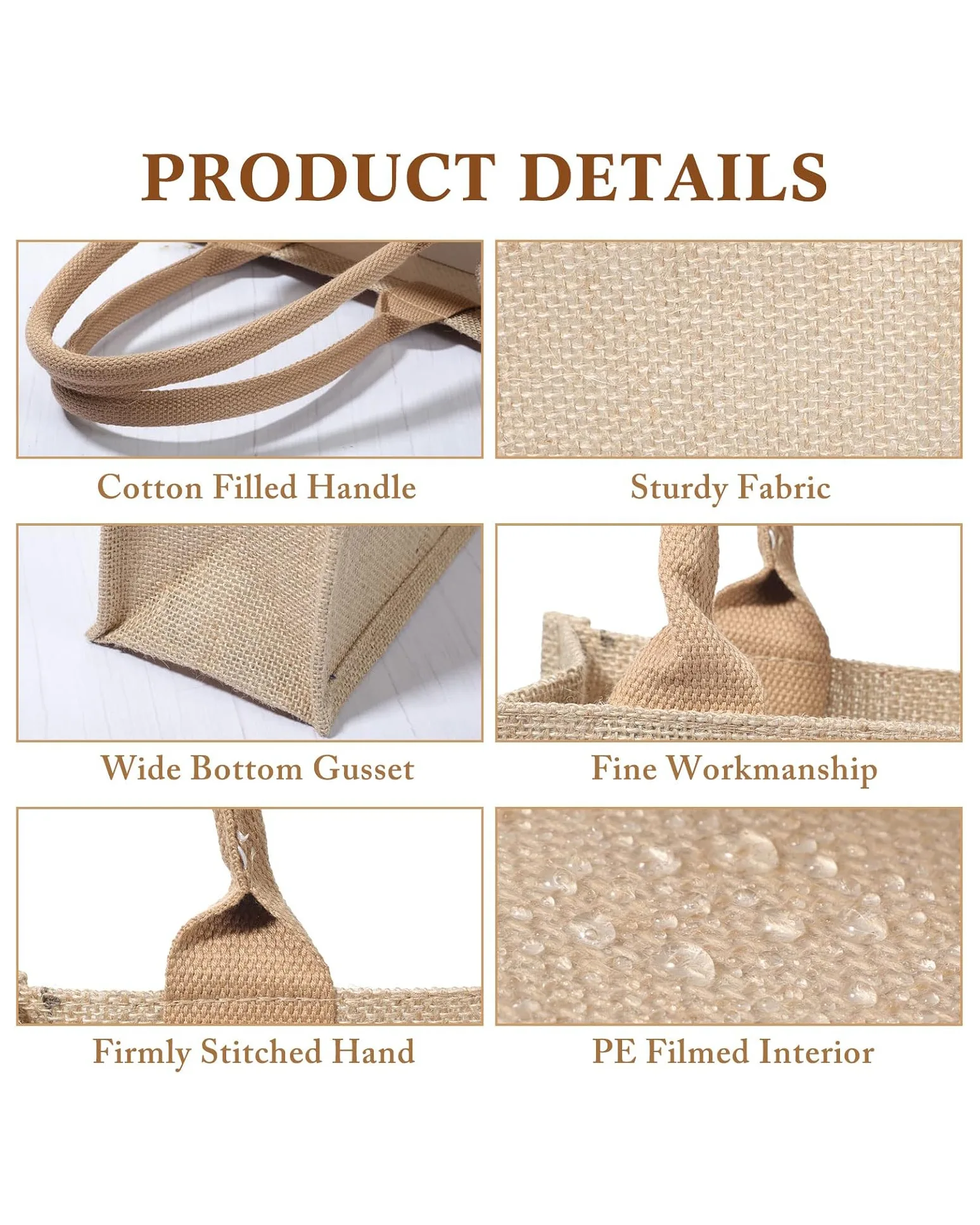 DIY Gift Small Burlap Jute Tote Wholesale With Handles - Image 4