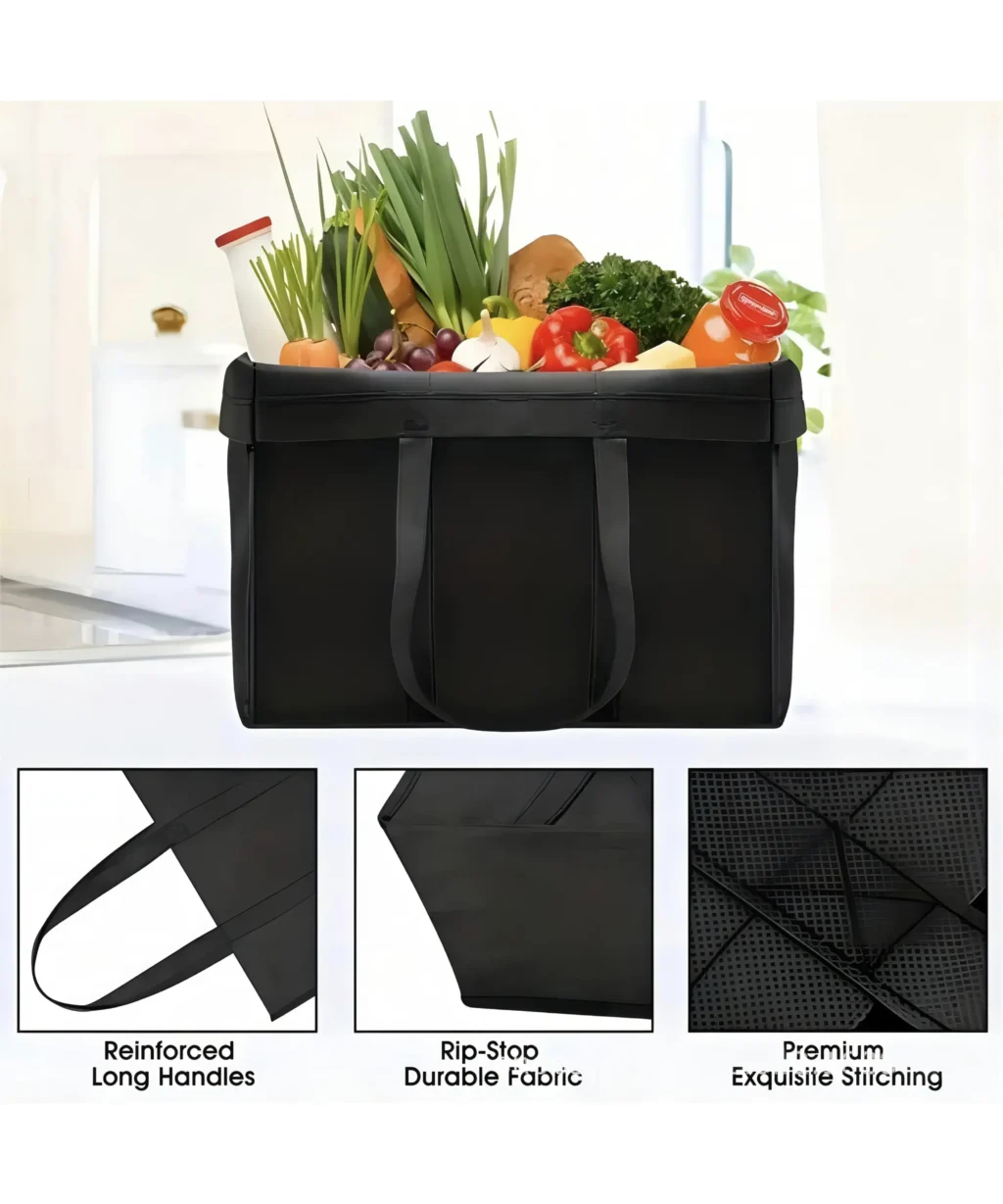6Pcs Large Capacity Foldable Non Woven Shopping Bag for Groceries Promotion