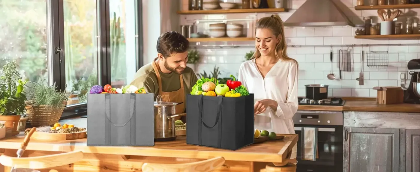 6Pcs Large Capacity Foldable Non Woven Shopping Bag for Groceries Promotion