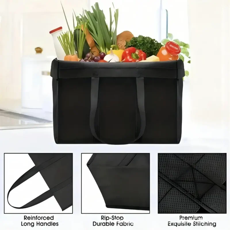 6Pcs Large Capacity Foldable Non Woven Shopping Bag for Groceries Promotion