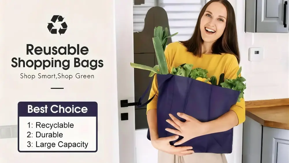 6Pcs Large Capacity Foldable Non Woven Shopping Bag for Groceries Promotion