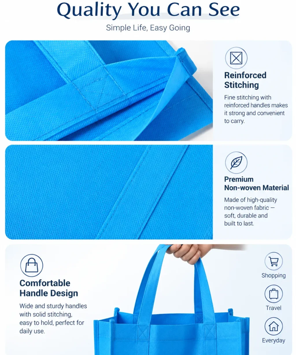 Blank Custom Non Woven Tote Bags Shopping Promotion Handbag Multiple Colors