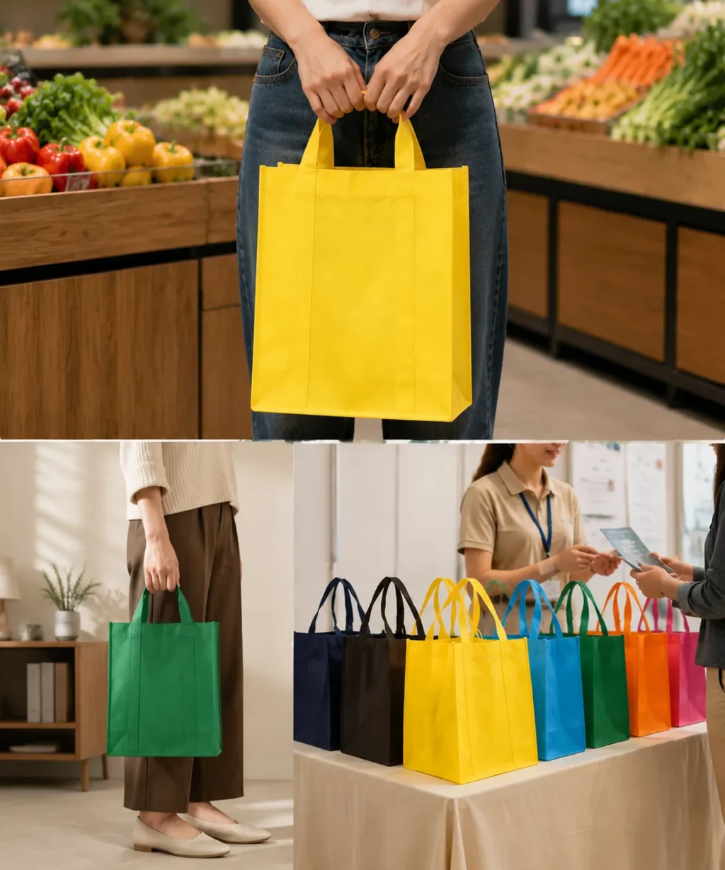 Blank Custom Non Woven Tote Bags Shopping Promotion Handbag Multiple Colors
