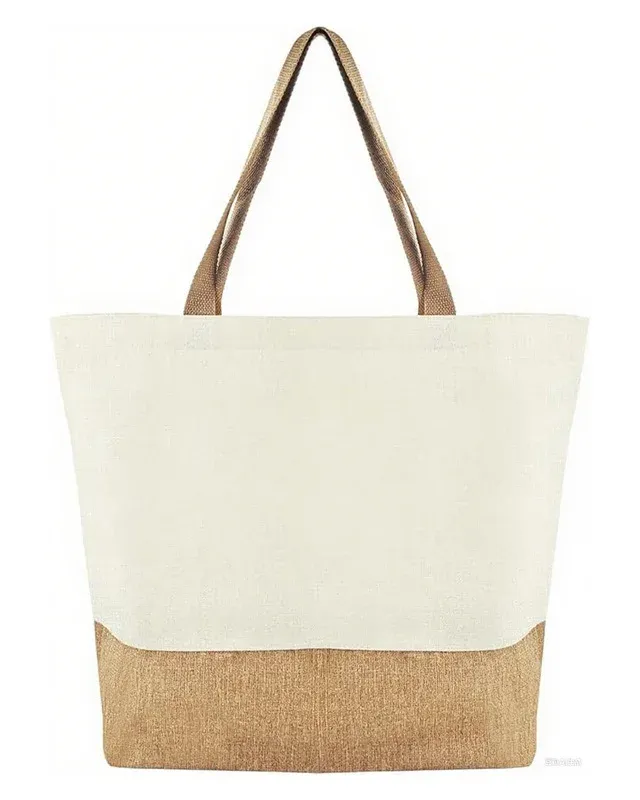 Classic Two-Tone Canvas Jute Custom Tote Bags Events Shopping Gift