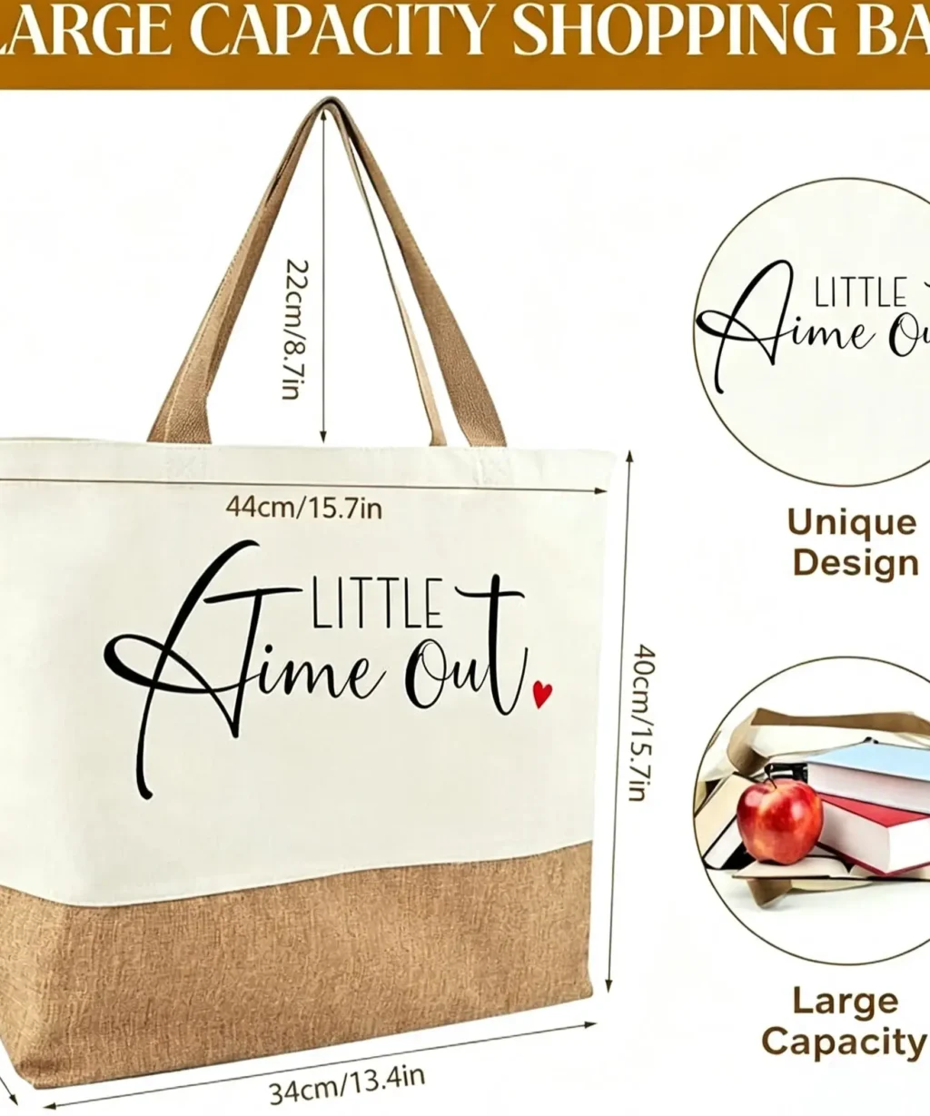 Classic Two-Tone Canvas Jute Custom Tote Bags Events Shopping Gift