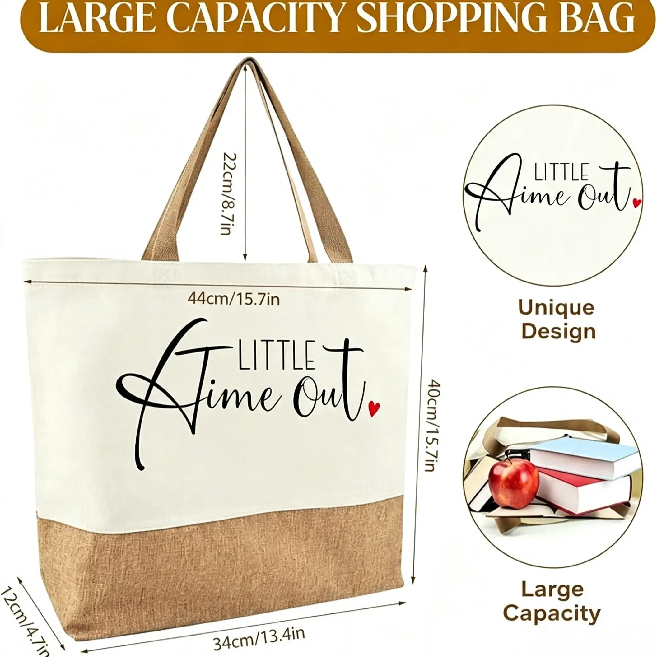 Classic Two-Tone Canvas Jute Custom Tote Bags Events Shopping Gift