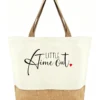 Classic Two-Tone Canvas Jute Custom Tote Bags Events Shopping Gift Main