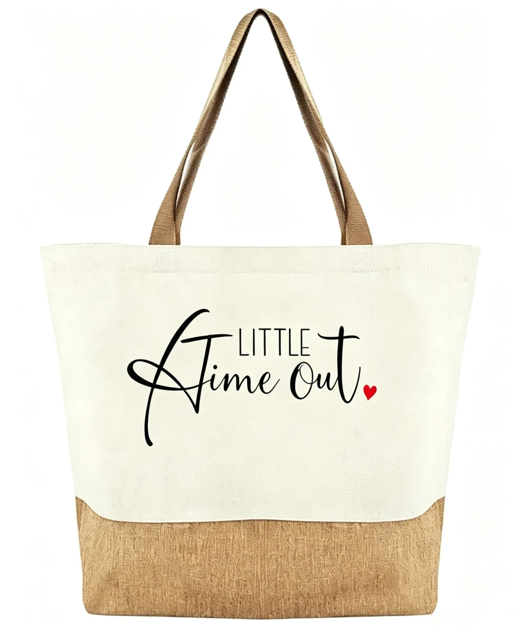 Classic Two-Tone Canvas Jute Custom Tote Bags Events Shopping Gift Main
