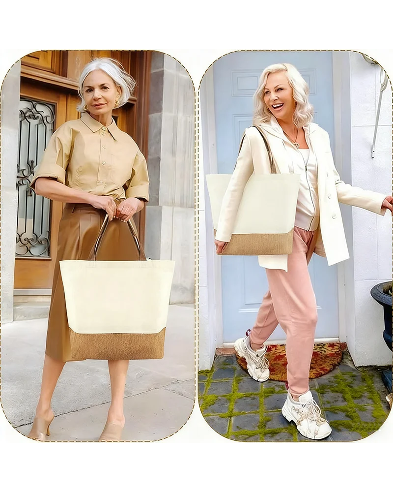 Alternative view of Classic Two-Tone Canvas Jute Custom Tote Bags Events Shopping Gift