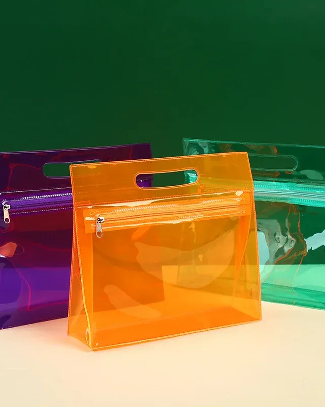 Colorful Versatile PVC Custom Zippered Pouch Bag for Ladies Cosmetics