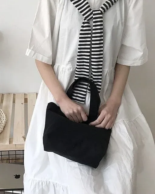 Compact DIY Mini Canvas Tote Bag with Snap Closure Lunch Everyday Use - Image 8