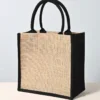 Cute Square Medium Colorful Canvas Jute Bag Gift Shopping Handbag