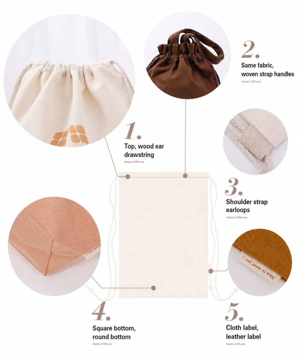 Durable 12oz Custom Cotton Drawstring Bags Multiple Colors for School Promotion