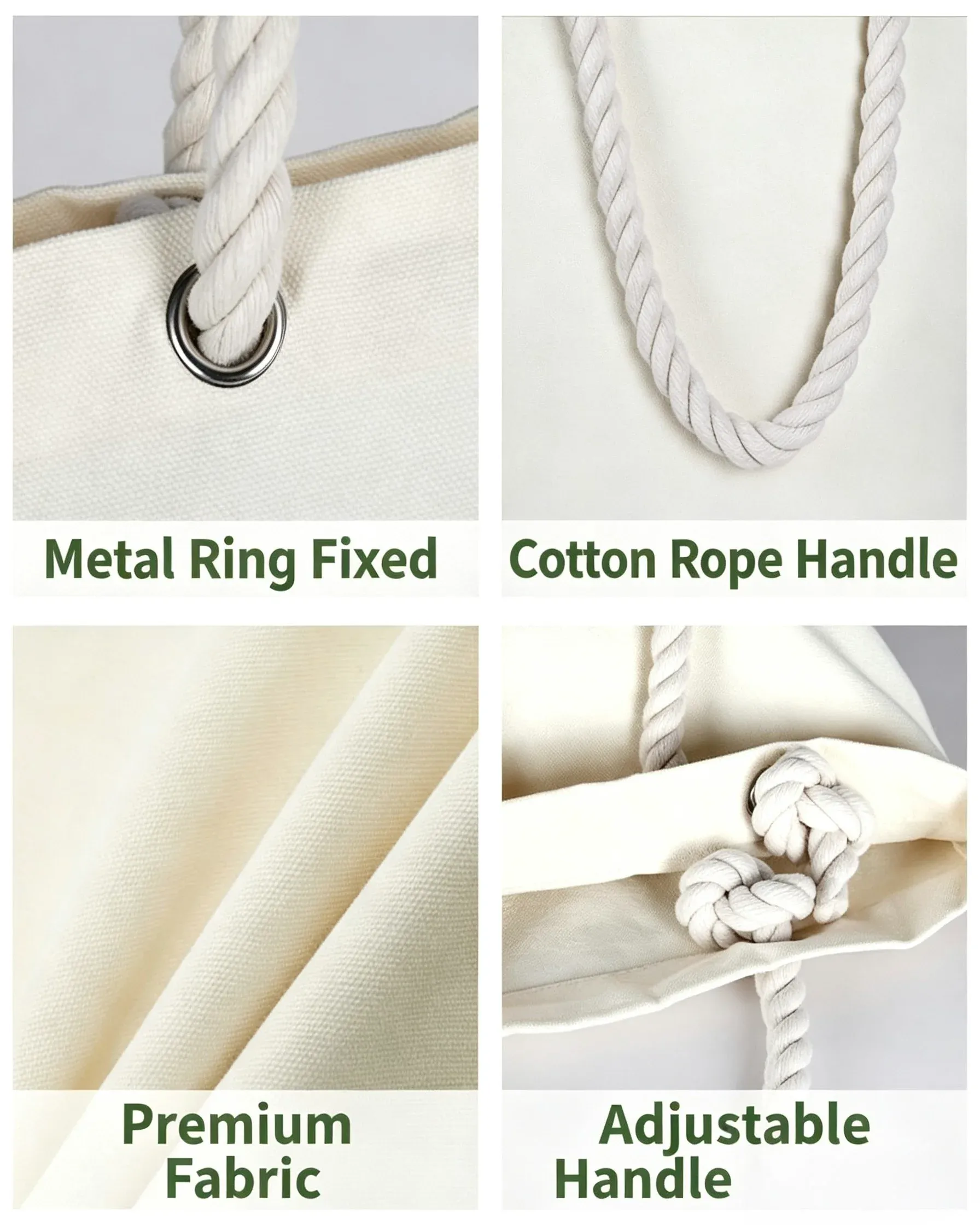 Durable Vertical Blank Canvas Tote Bag with Rope Handles Daily Shopping Use