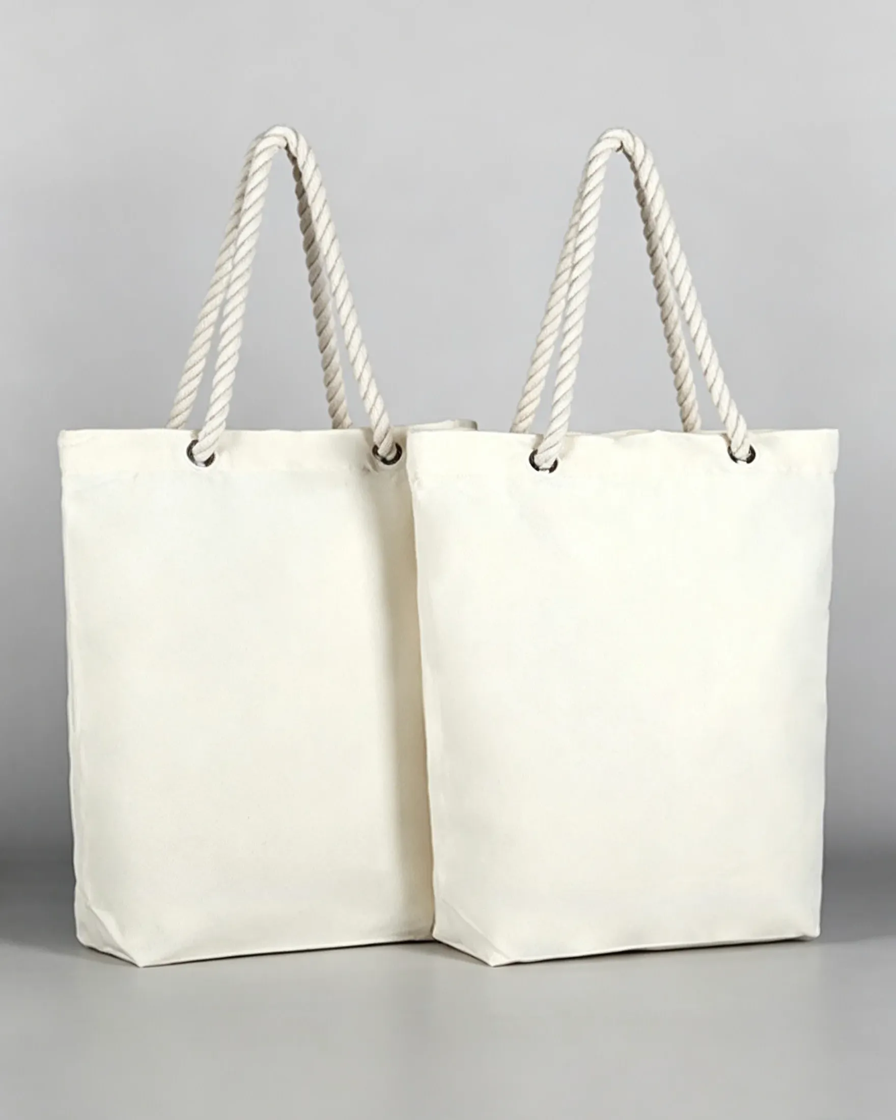 Durable Vertical Blank Canvas Tote Bag with Rope Handles Daily Shopping Use