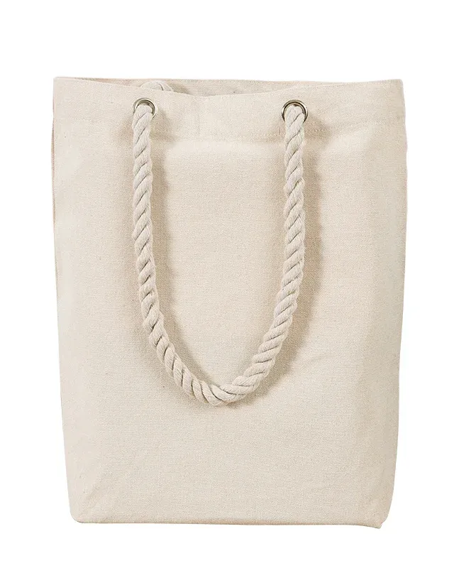 Durable Vertical Blank Canvas Tote Bag with Rope Handles Daily Shopping Use