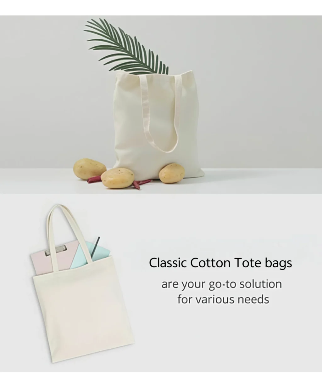 Eco-Friendly Durable DIY Blank Custom Cotton Tote Bags Bulk Multiple Specifications