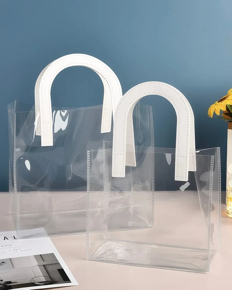 Elegant U-Shaped Handles Clear PVC Bag for Birthday Gifts Wedding Favors