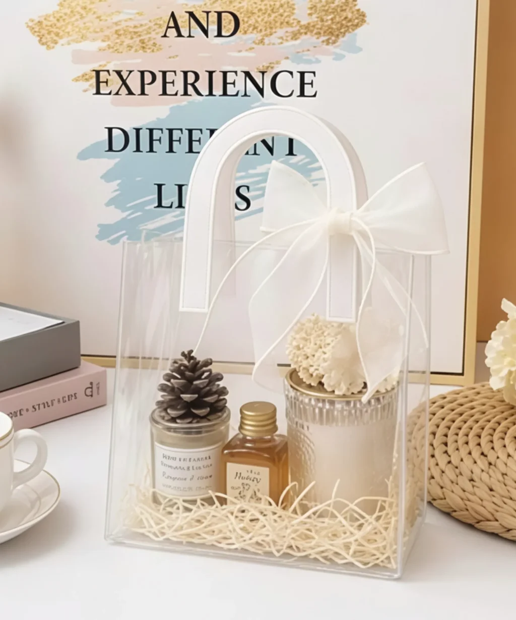 Elegant U-Shaped Handles Clear PVC Bag for Birthday Gifts Wedding Favors