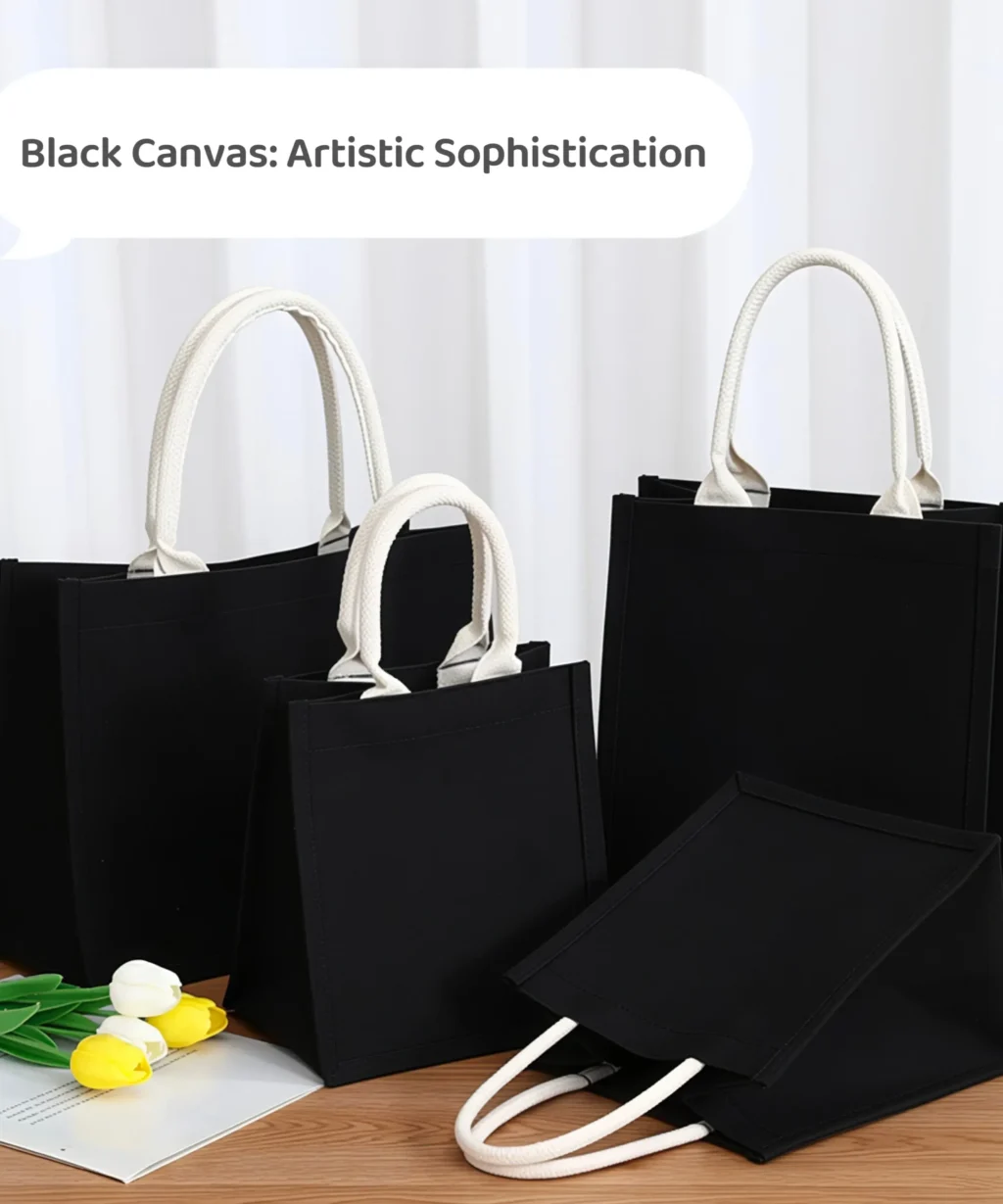 Exquisite Black/White Blank Canvas Tote Bags for Travel Work Beach Wedding Gift