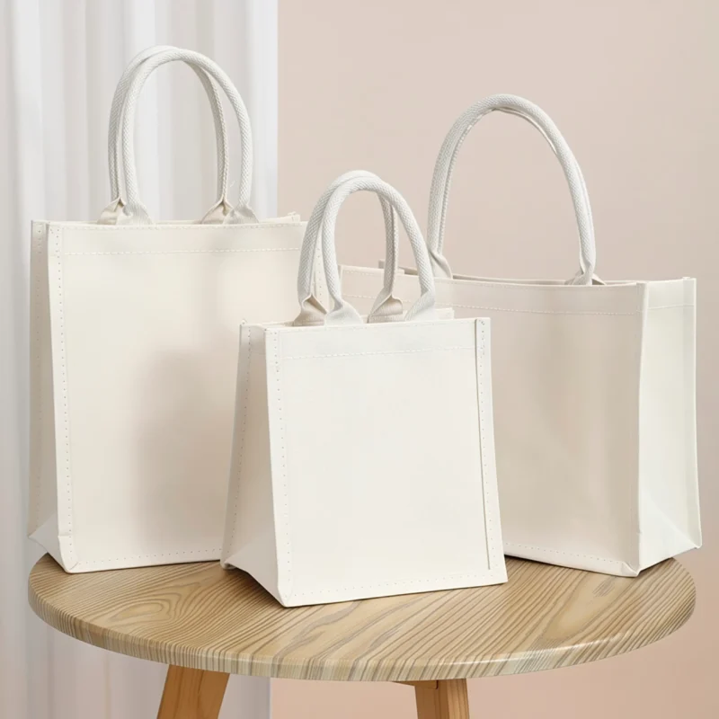 Exquisite BlackWhite Blank Canvas Tote Bags for Travel Work Beach Wedding Gift