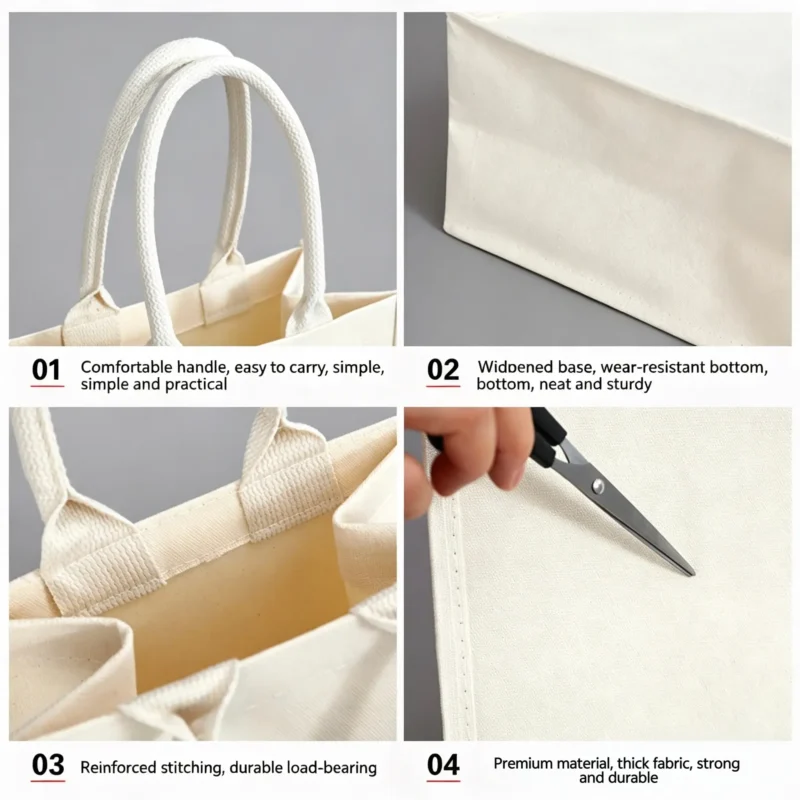 Exquisite BlackWhite Blank Canvas Tote Bags for Travel Work Beach Wedding Gift