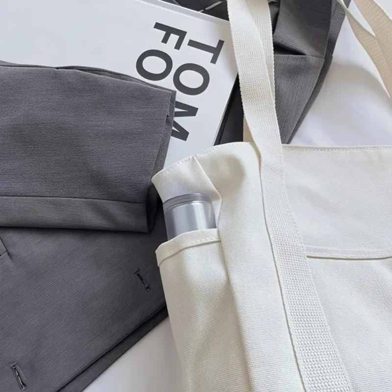 Large Canvas Multiple-Pocket Tote Handbag Shoulder Bags for Work School Travel
